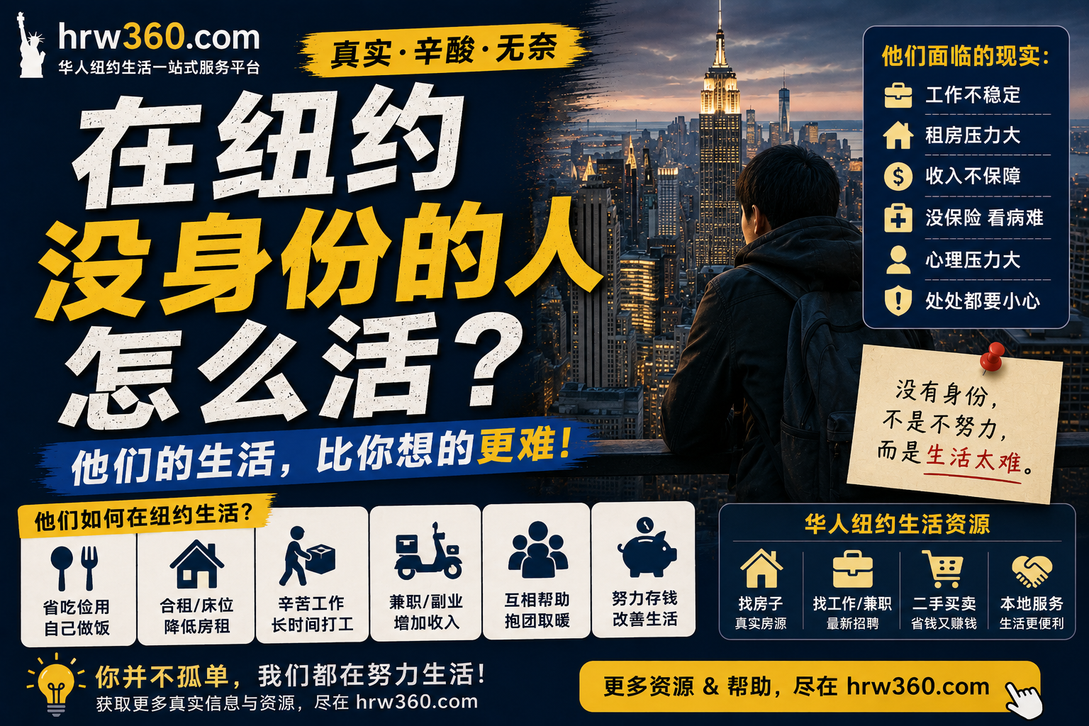 🌆 在纽约没身份的人，都是怎么活下来的？很多人不愿说的真实生活（华人版）